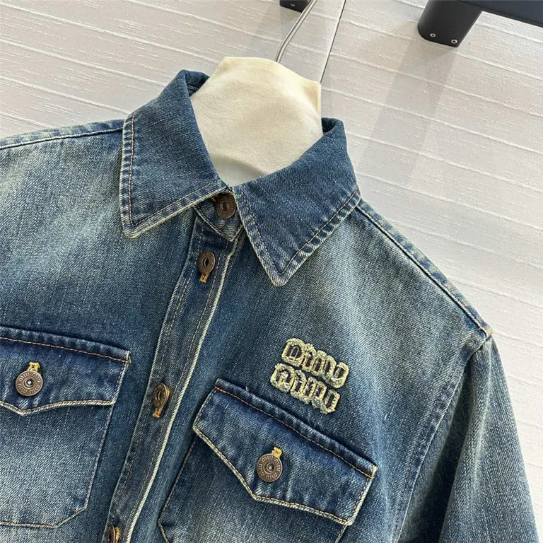 Miumiu color-block washed denim shirt